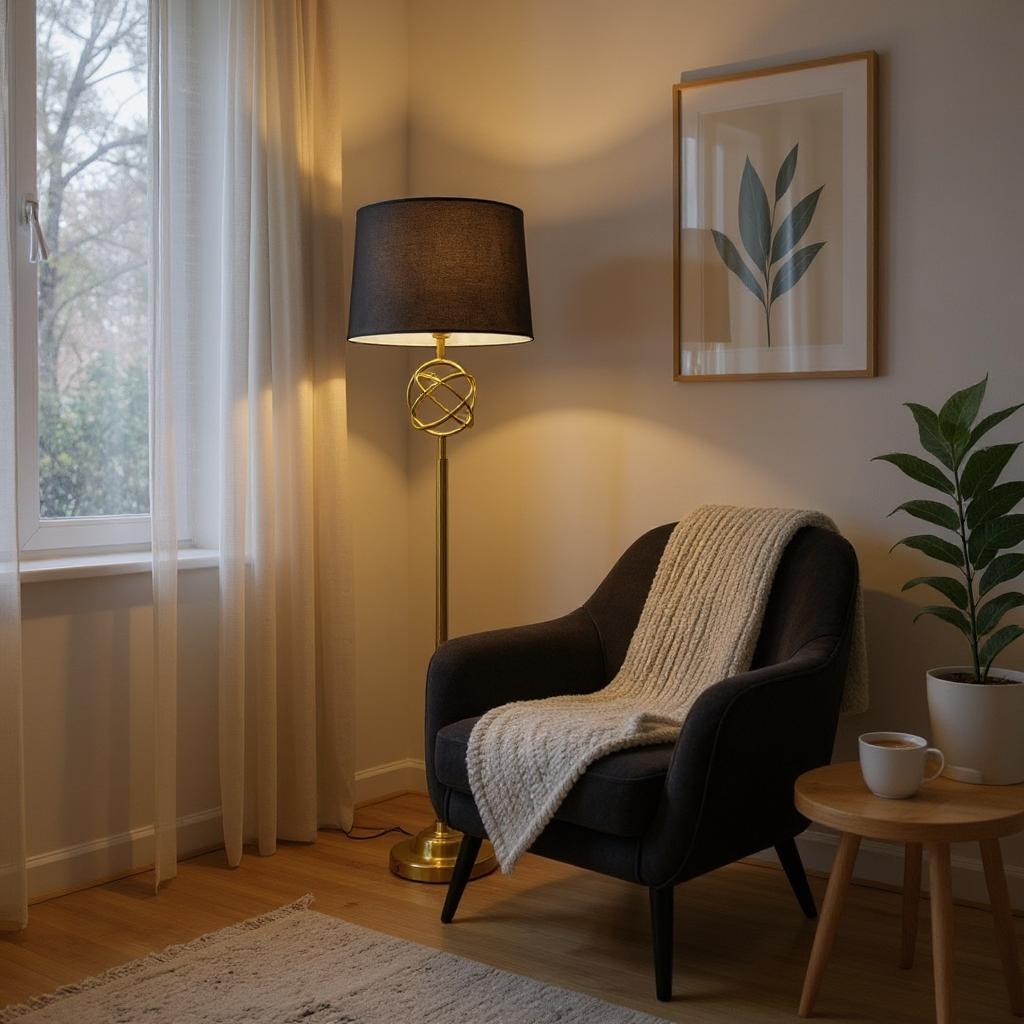 Regal Radiance – Fancy Metallic Brass Floor Lamp